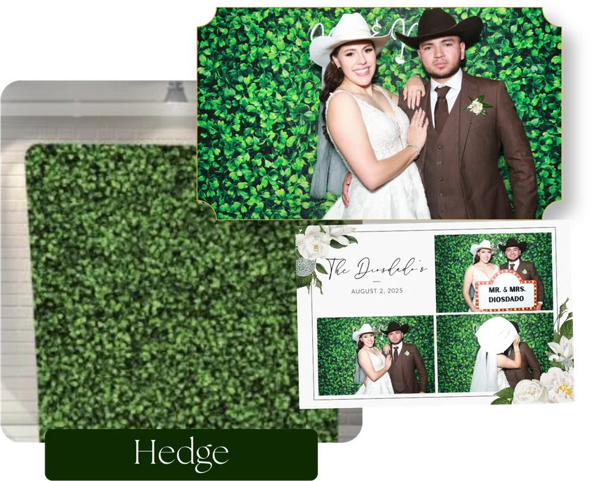 Fondo Hedge, foto de invitados y ejemplo de impresión personalizada