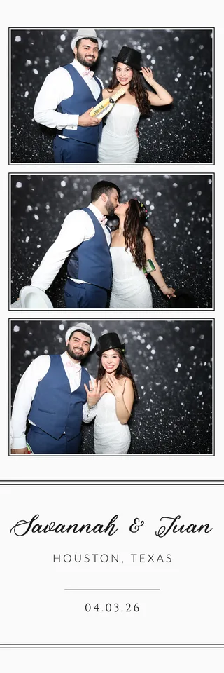 Custom wedding photo strip showing a couple celebrating at a Photo Booth Houston event